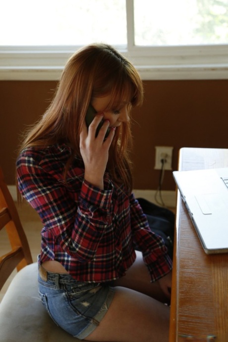 redhead bent over selfie top picture